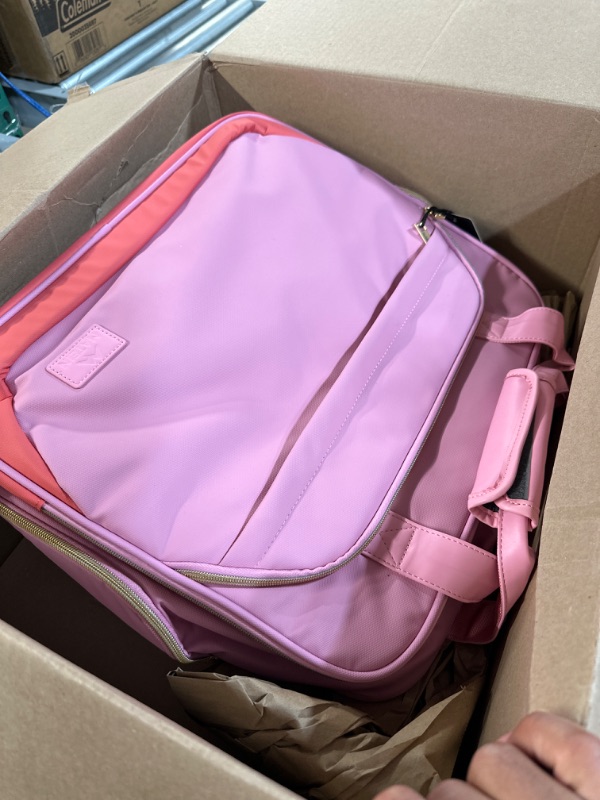 Photo 1 of Rolling Briefcase for Women, Large Rolling Laptop Bag with Wheels Fits 17 Inch Notebook Gifts for Office Women, Water Resistance Teacher Work Computer Travel Carry on Weekender Bags on Wheel, Pink