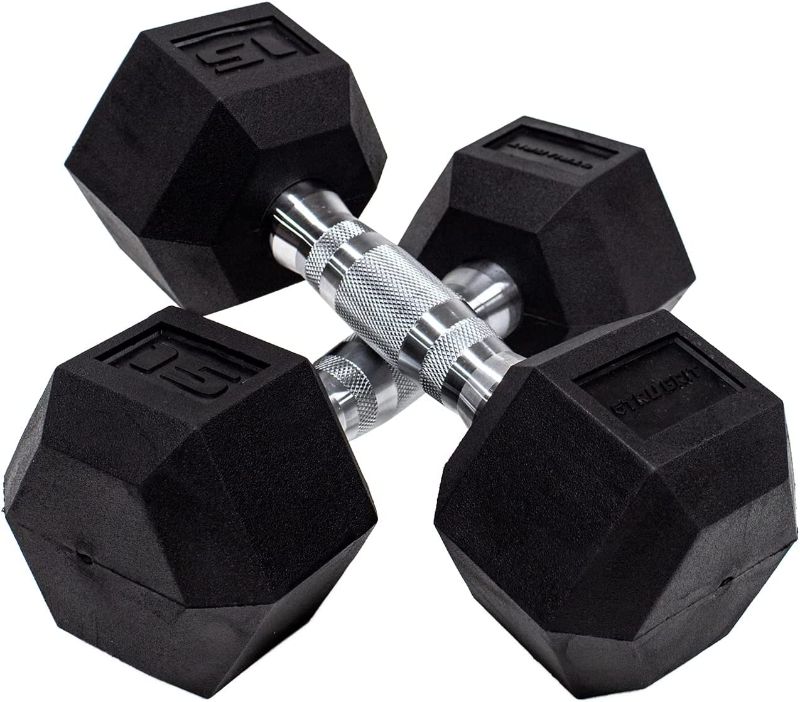 Photo 1 of **SEE NOTES**
TG Tru Grit Fitness Hex Elite TPR Dumbbells - 15LB - Pair
