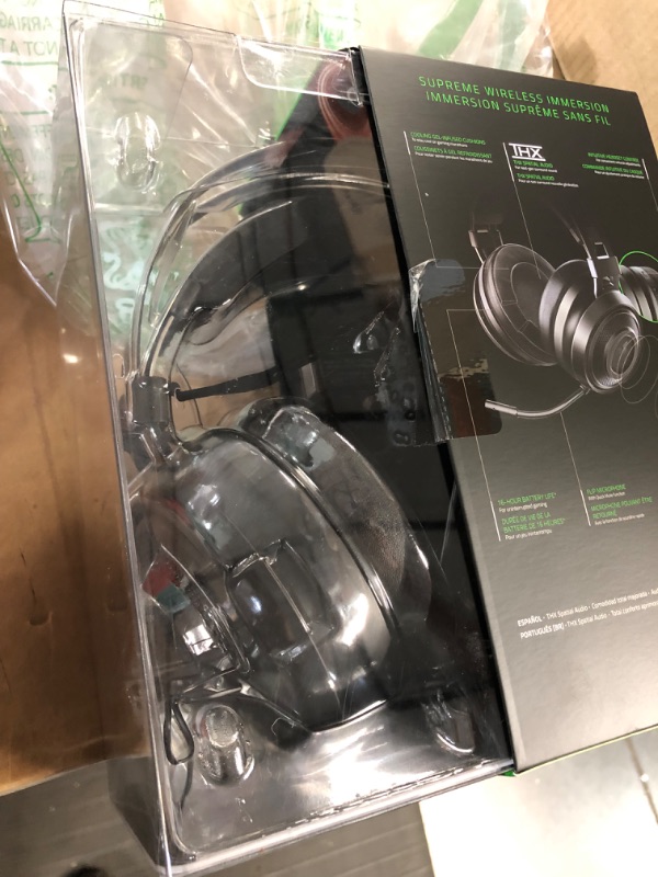 Photo 1 of Razer Nari Essential Wireless 7.1 Surround Sound Gaming Headset: THX Spatial Audio - Auto-Adjust Headband & Swivel Cups - Auto-Adjust - Flip Mic - for PC, PS4, PS5 Only - Black