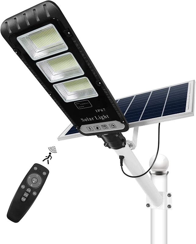 Photo 1 of NIORSUN 300W Solar Street Light, Solar Security Flood Light Motion Sensor Dusk to Dawn IP67 Waterproof with Remote for Backyard, Driveway, Parking Lot, Garage, Basketball Court
