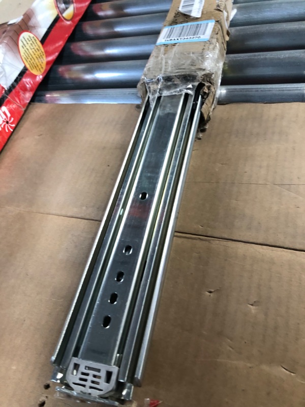 Photo 2 of AOLISHENG 1 Pair Heavy Duty Drawer Slides with Lock 12 14 16 18 20 22 24 26 28 30 32 34 36 38 40 44 48 52 56 60 Inch 300 lb Load Capacity Side Mount Full Extension Ball Bearing Industrial Locking Rail 48 Inch With Lock