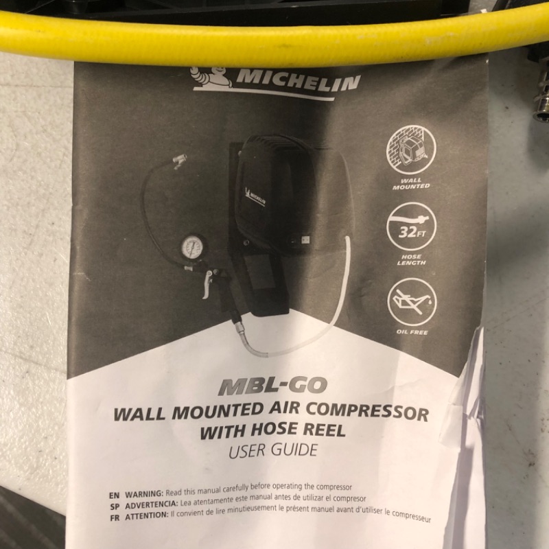 Photo 5 of *USED BUT LIKE NEW* MICHELIN MBL-GO 1.5 HP 120 Volt Wall Mount Air Compressor with a 32'