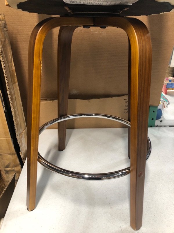 Photo 4 of *USED* Armen Living Shelly Mid-Century Faux Leather Swivel Kitchen Barstool, 26" Counter Height, 