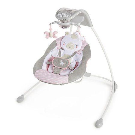 Photo 1 of *USED BUT LIKE NEW* Ingenuity InLighten Baby Swing Easy,  Flora the Unicorn (Pink)