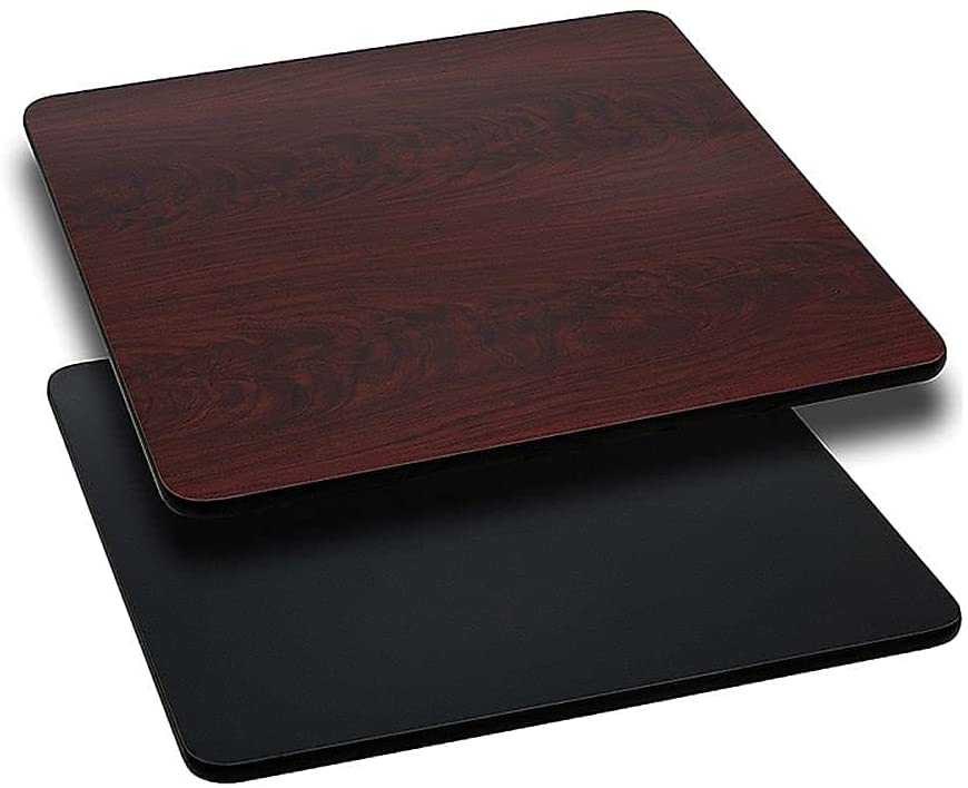 Photo 1 of 30" Square Table Top with Black or Mahogany Reversible Laminate Top [XU-MBT-3030-GG] Black/Brown 30x30 Modern