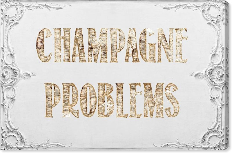 Photo 1 of The Oliver Gal Artist Co. Typography and Quotes Wall Art Canvas Prints 'Champagne Problems' Home Décor, 24" x 16"