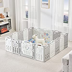 Photo 1 of Albott Baby Playpen, Upgraded 18 Panels Foldable Baby Fence 