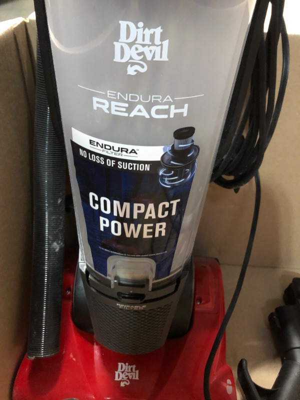 Photo 6 of *USED/DIRTY** Dirt Devil Endura Reach Bagless Upright Vacuum Cleaner, UD20124, Red