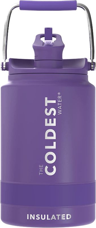 Photo 1 of *USED/SEE NOTES* COLDEST Sports Water Bottle 128 oz /One Gallon (Straw Lid), Leak Proof, Vacuum Insulated Stainless Steel, Galaxy Purple