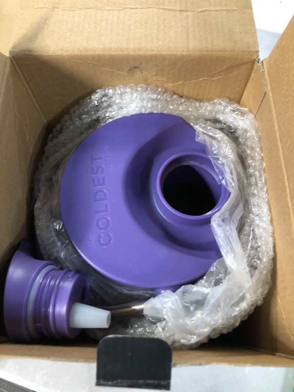 Photo 2 of *USED/SEE NOTES* COLDEST Sports Water Bottle 128 oz /One Gallon (Straw Lid), Leak Proof, Vacuum Insulated Stainless Steel, Galaxy Purple