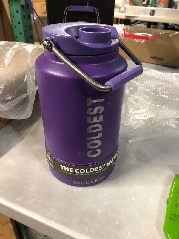 Photo 3 of *USED/SEE NOTES* COLDEST Sports Water Bottle 128 oz /One Gallon (Straw Lid), Leak Proof, Vacuum Insulated Stainless Steel, Galaxy Purple