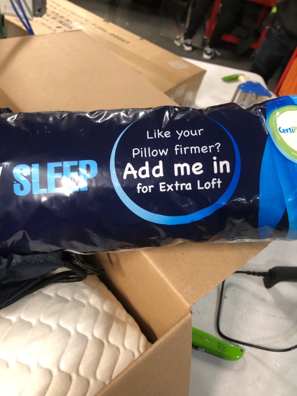 Photo 4 of **USED/SEE NOTES* Sidney Sleep Side and Back Sleeper Pillow - Memory Foam Bed Pillow - 100% Adjustable Fill - King Size Washable Case. Extra Fill Included (King, White) 