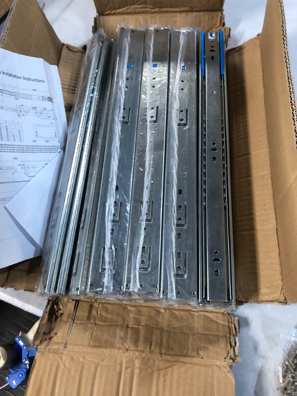 Photo 3 of *USED/SEE NOTES* VESLA HOME 10 Pairs 16 Inch 3-Section Full Extension Soft Close Drawer Slides,110 LB Capacity Side Mount Slow Close Ball Bearing Metal Cabinet Drawer Hardware Slide