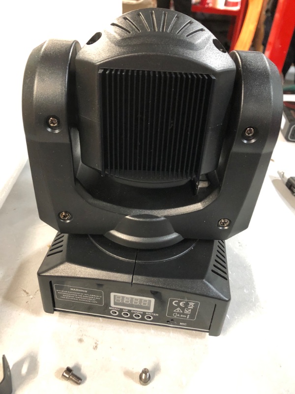 Photo 3 of **USED/SEE NOTES* (1 Piece) U`King LED Moving Head Light 25W DJ Lights Stage Lighting with 8 GOBO 8 Color,Sound Activated Control Spotlight, Black