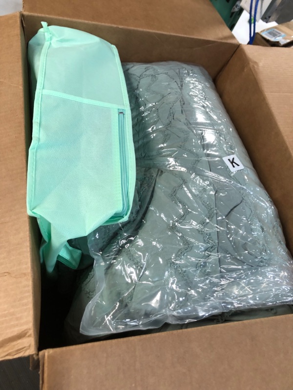 Photo 1 of *USED/SEE NOTES* 
AIKASY Green Tufted Bed in A Bag King, Geometry Embroidery Comforter, Boho Shabby Chic Comforter Bedding Sets (Green, 102"x90") 