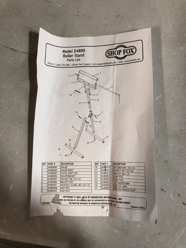 Photo 1 of *USED/MISSING HARDWARE*Shop Fox D4800 Roller Stand