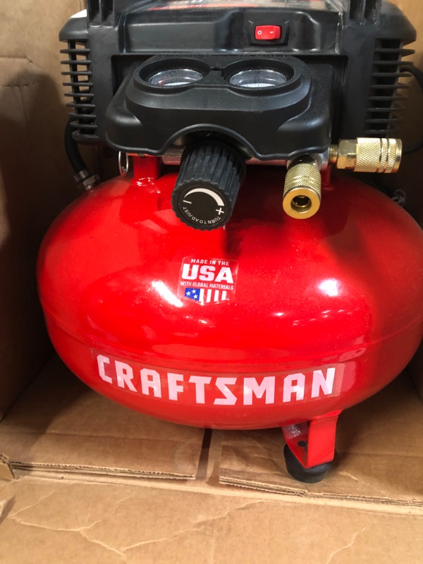 Photo 6 of *USED SEE NOTES*CRAFTSMAN Air Compressor, 6 Gallon, Pancake, Oil-Free with 13 Piece Accessory Kit (CMEC6150K)