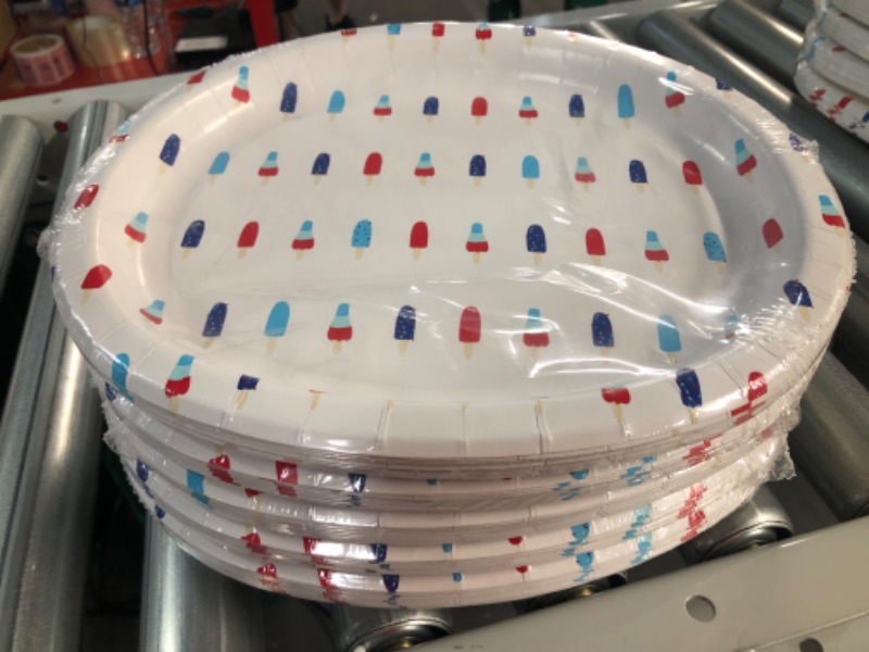 Photo 2 of 10ct Oval Americana Platter with Popsicles White - Sun Squad(5 pack)