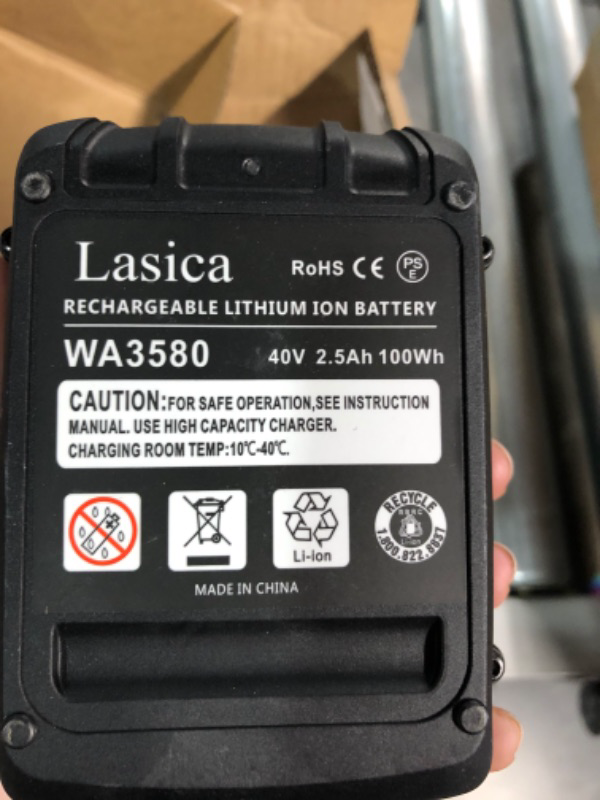 Photo 3 of Lasica WA3580 40V MaxLithium Battery w/LED Indicator Compatible with Worx 40-Volt Outdoor Cordless Power Tools