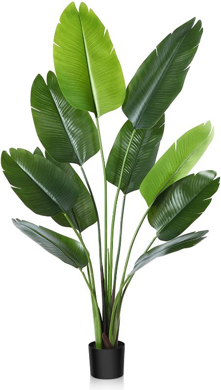 Photo 1 of **USED**Artificial Bird of Paradise Plant Fake Tropical Palm Tree with 10 Leaves, Perfect Faux Plants in Pot for Indoor Outdoor House