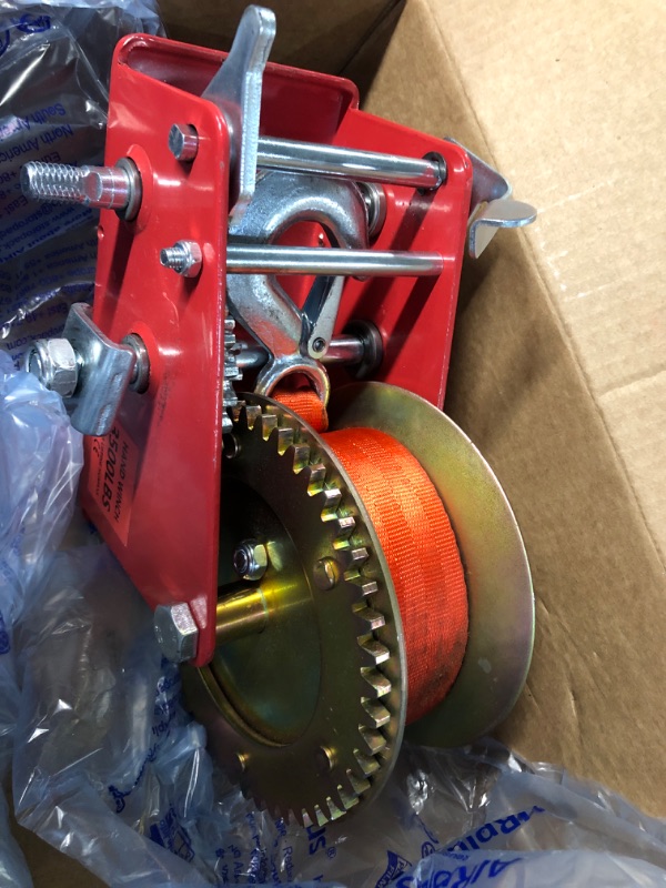 Photo 2 of OPENROAD Boat Winch 3500lbs Hand Winch, with 32ft Red Strap and 2 Speed switchable, for Boat Trailer Towing Winch