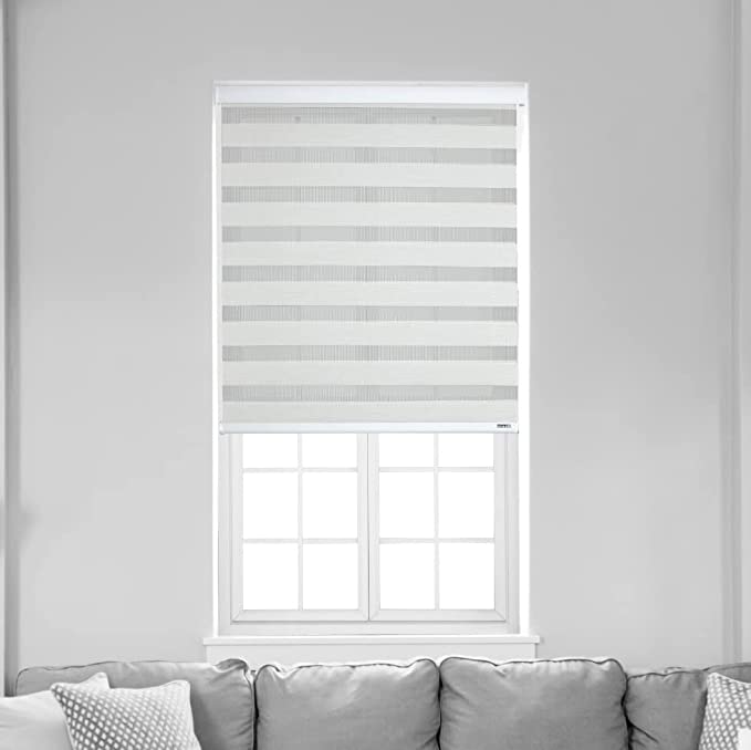 Photo 1 of ***USED/DAMAGED*** SHADESU Cordless Zebra Blind Roller Blind Privacy Light Filtering Shades (Maxium Height 72inch) (White Color)(Width 58 inch)