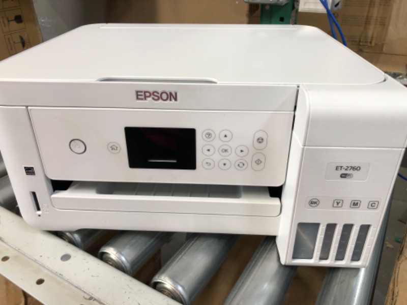 Photo 2 of Epson EcoTank ET-2760 Wireless Color All-in-One Supertank Inkjet Printer, White - Print Scan Copy - 10.5 ppm, 5760 x 1440 dpi, Auto 2-Sided Printing, Voice Activated, Memory Card Slot, DAODYANG