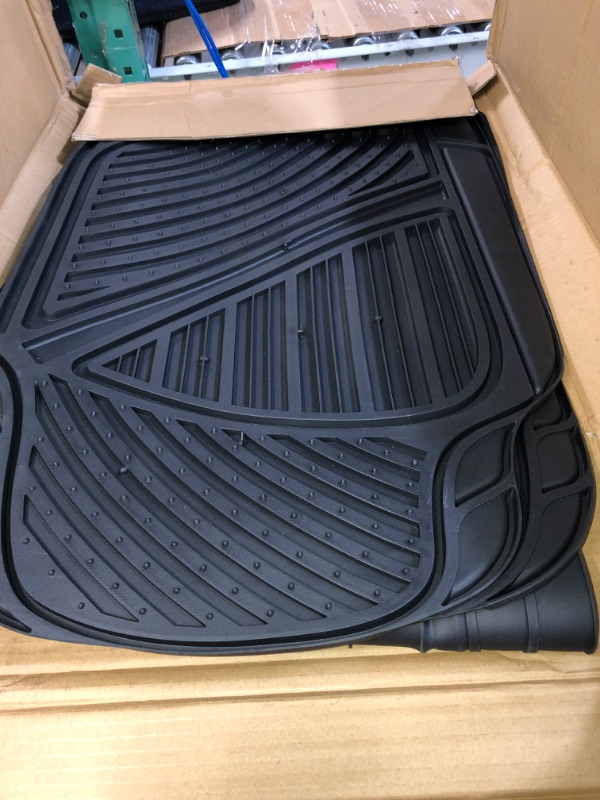 Photo 2 of Motor Trend FlexTough Performance All Weather Rubber Car Floor Mats with Cargo Liner - Full Set Front & Rear Floor Mats for Cars Truck SUV, Automotive Floor Mats (Black)