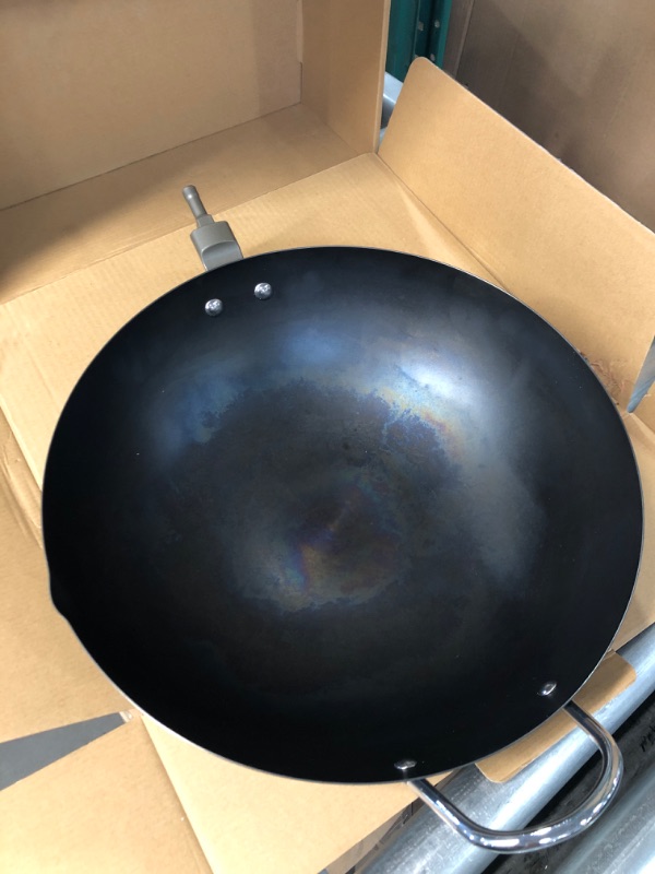 Photo 3 of (miner damage) WANGYUANJI Carbon Steel Wok 14.2" Woks,Stir Fry Pans