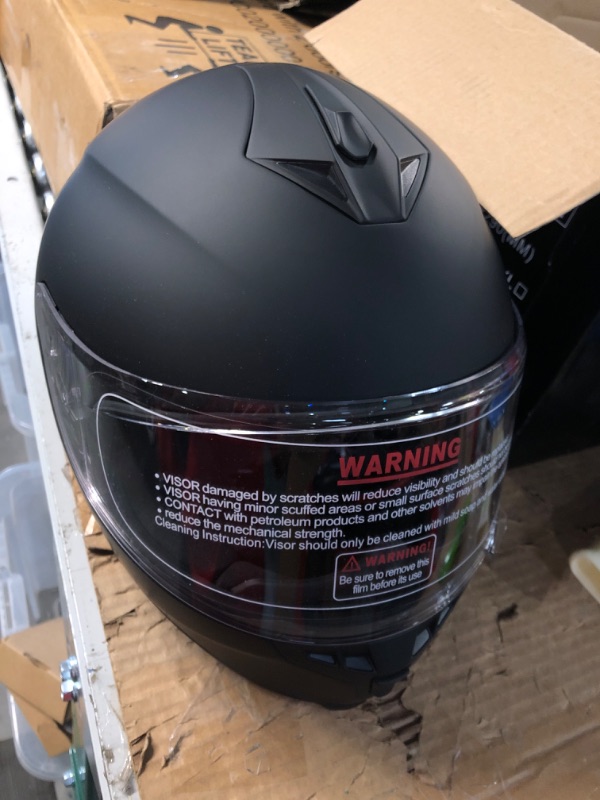 Photo 2 of FreedConn Bluetooth Integrated Motorcycle Helmet, DOT Full Face BM12 Communication System Motorcycle Helmet with 500m FM radio/ MP3, 2-3 Riders Pairing Intercom Large Matte Black