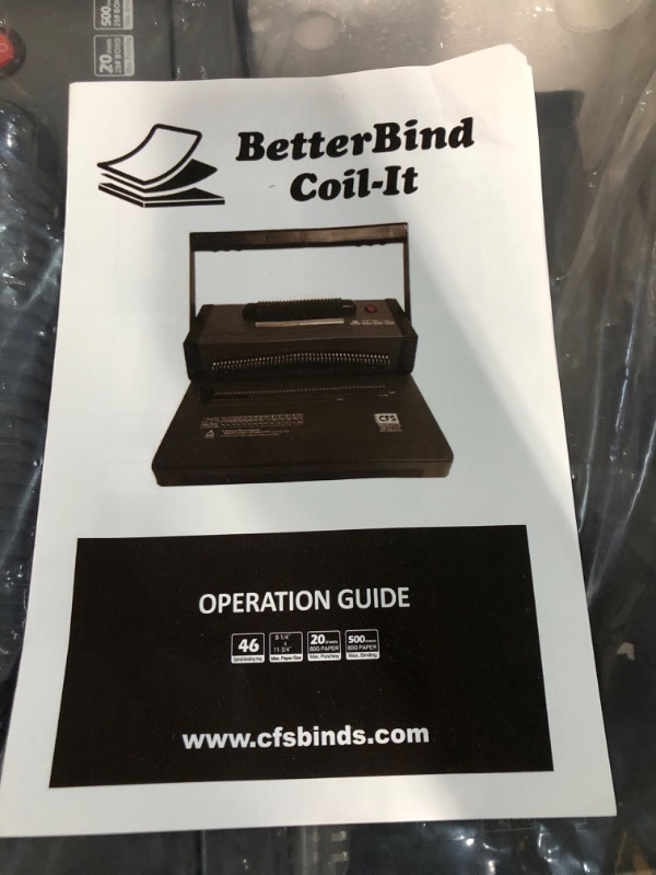 Photo 2 of CFS Products - BetterBind Coil-It - Coil-Binding Machine with Electric Coil Inserter - Manual Binding Punch - Up to 20 Pages - 4:1 Pitch - for Personal, Home, School or Business Binding