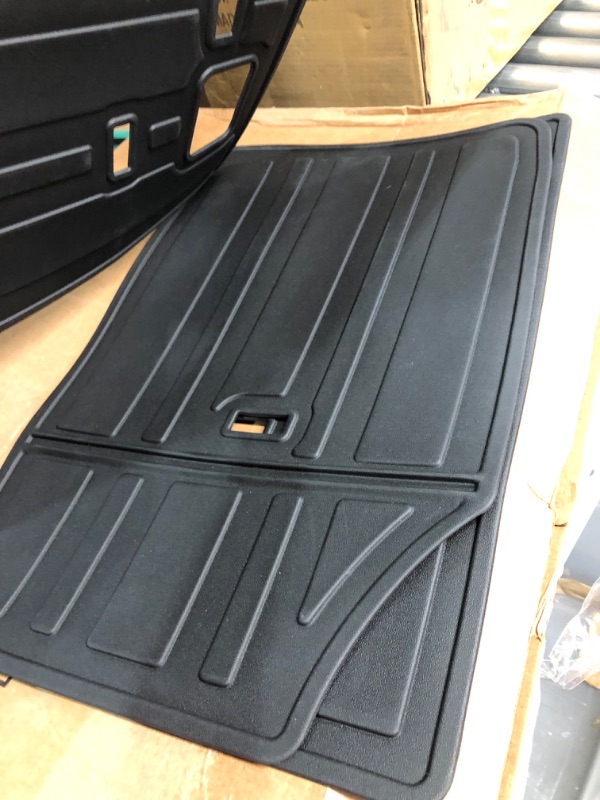 Photo 3 of  Fit 2020-2023 Tesla Model Y Trunk Mat Cargo Mat Cargo Liners Trunk Liner for 2020 2021 2022 2023 Tesla Model Y 5-Seater Accessories (3 PCS Rear Backrest Mats for 5 Seats Model)