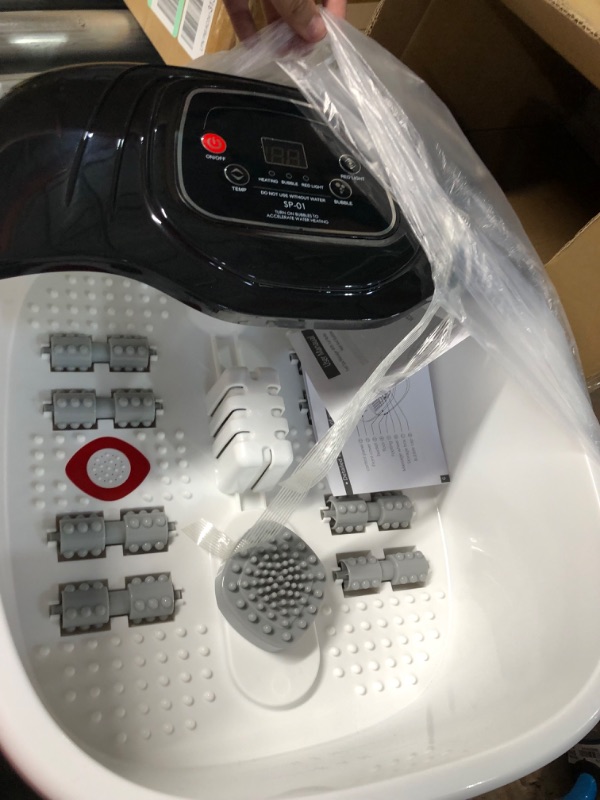 Photo 4 of Foot Spa Bath Massager with Heat, Epsom Salt,Bubbles, Vibration and Red Light,8 Massage Roller Pedicure Foot Spa Tub for Stress Relief,Foot Soaker with Acupressure Massage Points&Temperature Control