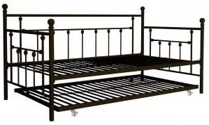 Photo 1 of ****** MISSING SIGNIFICANT  AMOUNT OF PARTS FOR FUNCTION *&**** FOR PARTS ONLY DHP Manila Metal Framed Daybed with Trundle, Twin - BLACK

