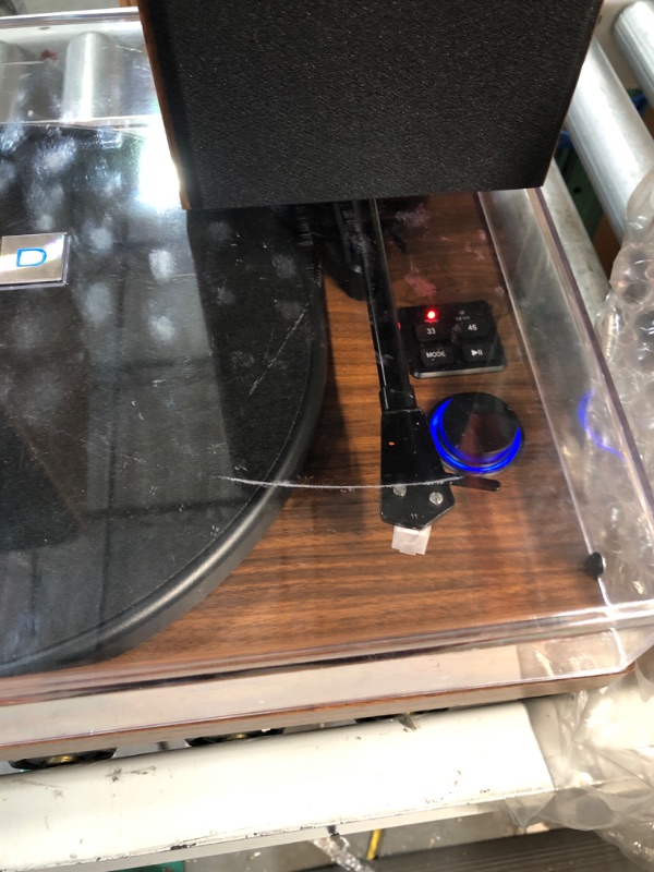 Photo 3 of * DAMAGED * DIGITNOW Bluetooth Record Player for Vinyl with Speakers, Wireless Turntable with 36W High Fidelity Stereo Speakers,Wood Vinyl Player with Magnetic Cartridge & Adjustable Counter Weight,RCA output