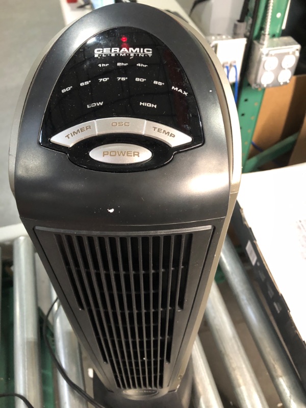 Photo 2 of * USED* Lasko Oscillating Ceramic Tower Space Heater for Home with Adjustable Thermostat, Timer and Remote Control, 22.5 Inches, Grey/Black, 1500W, 751320