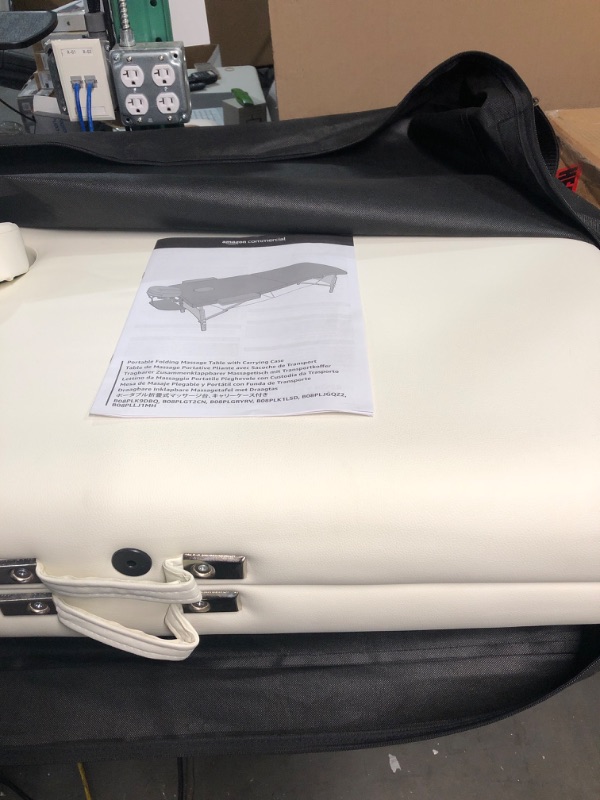 Photo 4 of * USED* Giantex Portable Massage Table 84inch, Folding Lash Bed Aluminium Frame, Height Adjustable, 2 Fold Professional Facial Salon Tattoo Massage Bed Face Cradle Armrests Headrest Carrying Bag (White)