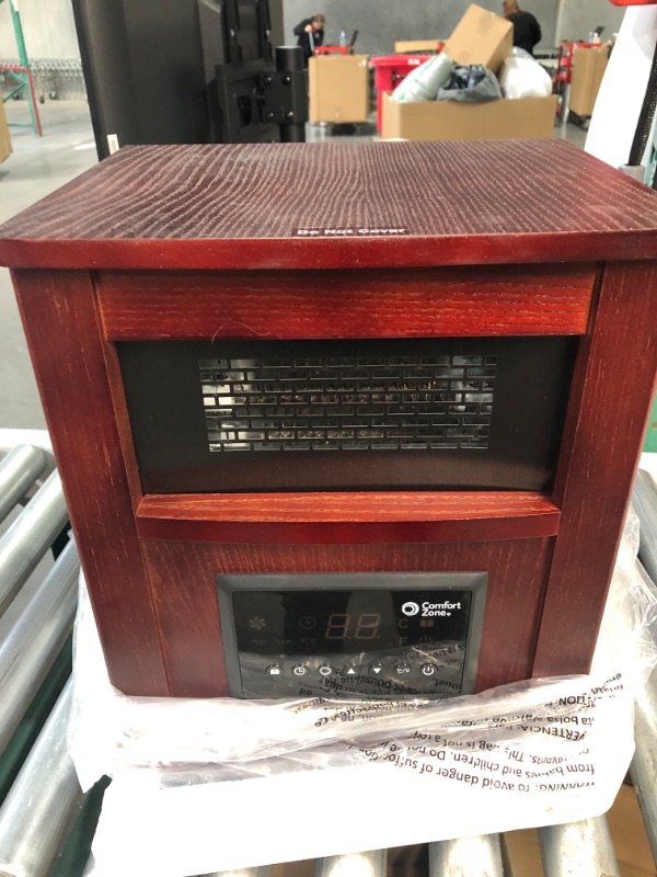 Photo 2 of * NONFUNCTIONAL UNIT * Comfort Zone CZ2032C 750/1,500-Watt 16” Infrared Quartz Wood Cabinet Heater with Remote Control and Adjustable Thermostat with Digital Display, Overheat Protection, Cherry Finish