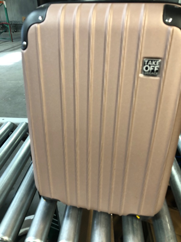 Photo 2 of * MISSING WHEELS * Take OFF Luggage 18 inch Hardshell Carry On Suitcase that Converts into Underseater Luggage with Removable Spinner Wheels for Airline Personal Item Use Requirements, 18 x 14 x 8 Inches - Rose Gold Rose Gold 18 Inch