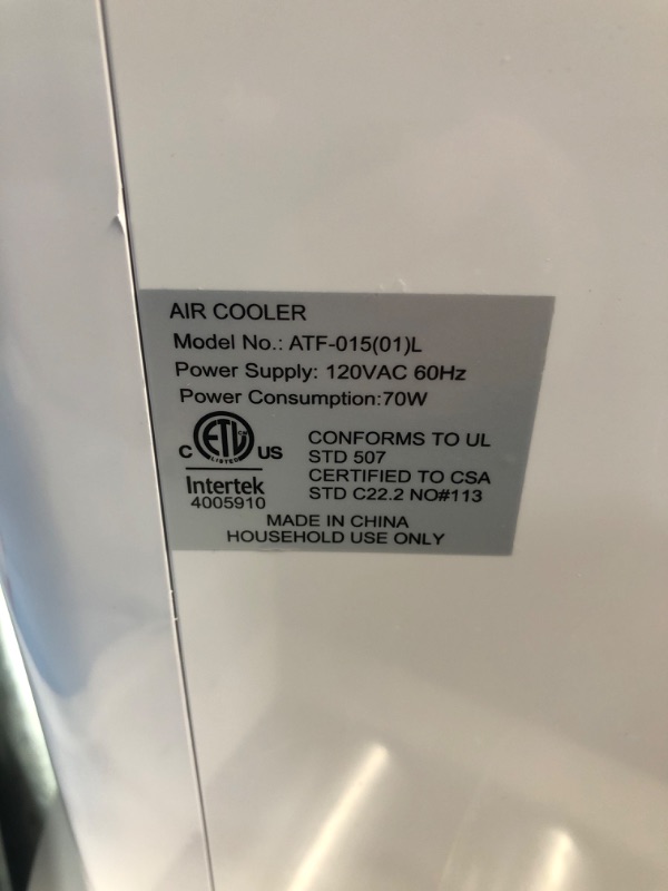 Photo 1 of *PARTS ONLY*
Evaporative Air Cooler, Portable Air Conditioner Fan, 35'' Evaporative Cooler with 3 Speeds & 52°Oscillation, 12-H Timer Remote Control Swamp Cooler w/Cooling Function for Home & Office