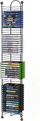 Photo 3 of Atlantic Element Media Storage Rack, Contemporary Wood & Metal Design with Wide Feet for Greater Stability, PN35535601 In Espresso & 63712035 52-DVD/BLU Ray Disc Tower,Multicolor