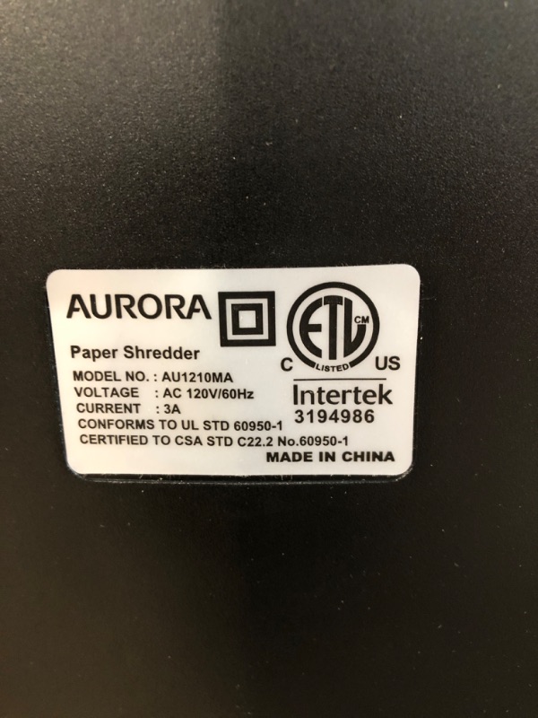 Photo 4 of Aurora AU1210MA Professional Grade High Security 12-Sheet Micro-Cut Paper/ CD and Credit Card/ 60 Minutes Continuous Run Time Shredder