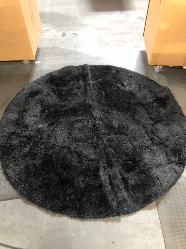 Photo 2 of -USED- FJZFING Black Round Rug Ultra-Soft Plush Modern 7x7 