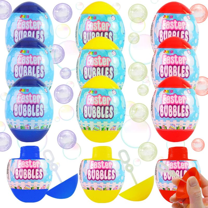 Photo 1 of JOYIN 12 Easter Egg Bubble Wands for Easter Eggs Hunt, Easter Basket Stuffers/Fillers, Party Favor, Classroom Prize Supplies, Classroom Rewards, Games, Good Bag Fillers, and More!
