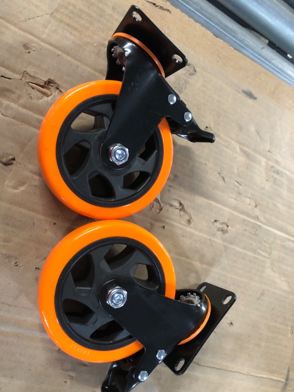 Photo 1 of 5" Swivel Plate Casters Wheels with Screw Safety Dual Locking and Polyurethane Foam No Noise Wheels,Heavy Duty-550 Lbs Per Caster
