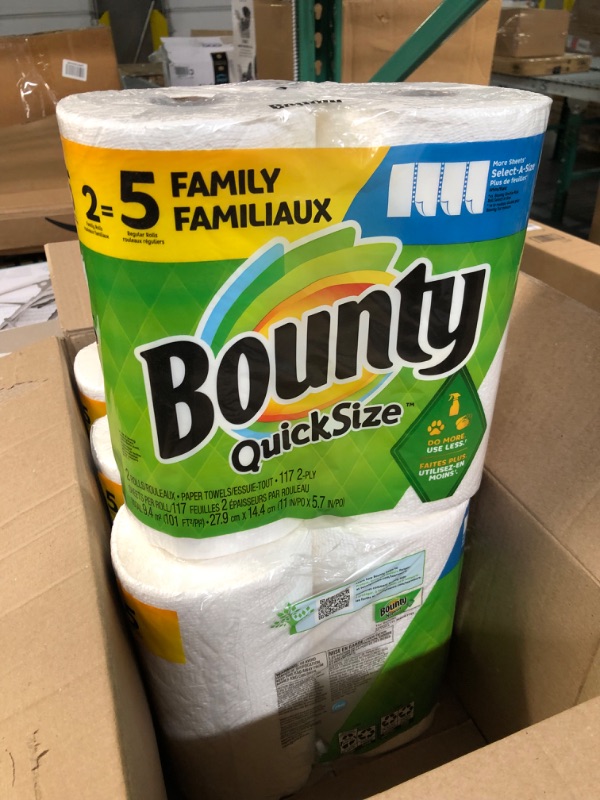 Photo 2 of Bounty Quick Size Paper Towels, White, 4 Packs Of 2 Family Rolls = 8 Family Rolls