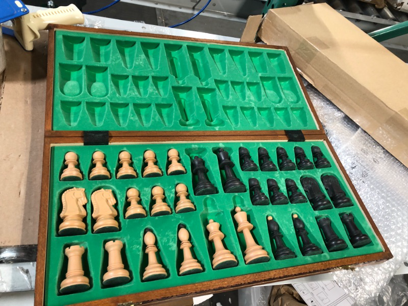 Photo 1 of Chess and games shop Muba Dubrovnik 6EF Handmade Wooden Chess Set 21 Inch Board with Standard Plastic Wood Imitation Chessmen