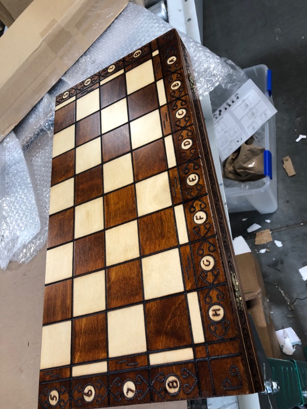 Photo 2 of Chess and games shop Muba Dubrovnik 6EF Handmade Wooden Chess Set 21 Inch Board with Standard Plastic Wood Imitation Chessmen