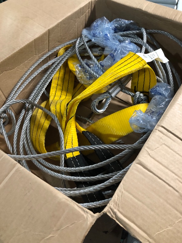 Photo 1 of Winch Cable,Towing Cable Heavy Duty,with 2 Pick 3/8" U-clamp Slide Hooks,3/8 inch 7x19 Stranded Construction,13980 lbs Breaking Strength 50 Feet with 3/8 inch G70 U-Hook 50FT