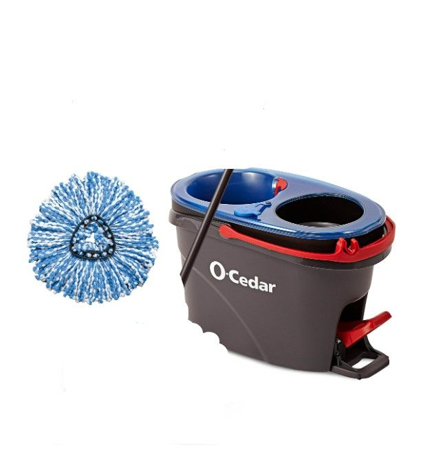 Photo 2 of **USED** NO MOP** JUSR BUCKET AND 1 EXTRA MOP** O-Cedar Easy Wring Rinse Clean Microfiber Spin Mop & Bucket Floor Cleaning System with 1 Extra Refills, Bucket 